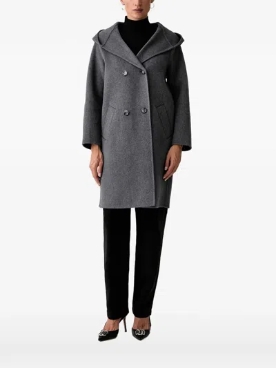 Silvian Heach Double-breasted Hooded Coat In Animal Print