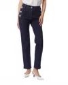Silvian Heach Embroidered Floral Crystal Button Jeans In Denim In Multi