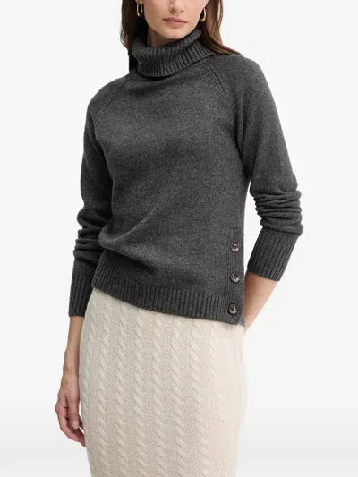 Silvian Heach Essencial Button-detail Turtleneck Sweater In Gray
