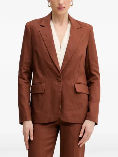 Silvian Heach Essential Single-breasted Notched-lapels Blazer In Brown