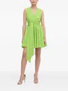 Silvian Heach Eyelet-embroidered Belted Mini Dress In Green