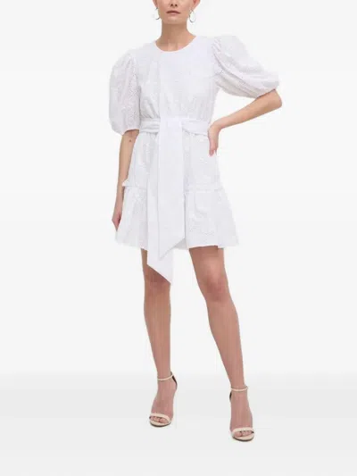 Silvian Heach Eyelet Puff-sleeve Dress In White