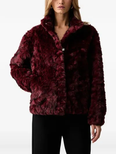 Silvian Heach Faux-fur High-neck Jacket In Brown