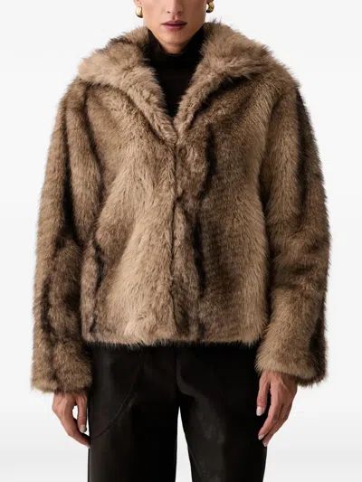 Silvian Heach Faux-fur Jacket In Brown