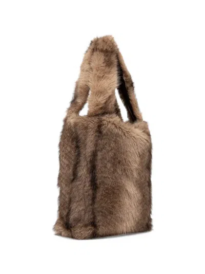 Silvian Heach Faux-fur Tote Bag In Brown