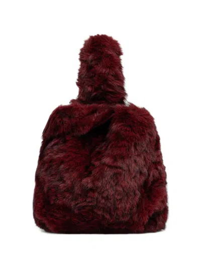 Silvian Heach Faux-fur Tote Bag In Burgundy