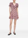 Silvian Heach Frill-neckline Heart-print Mini Dress In Pink