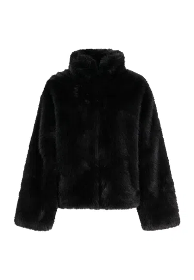 Silvian Heach Fur Coat In Black