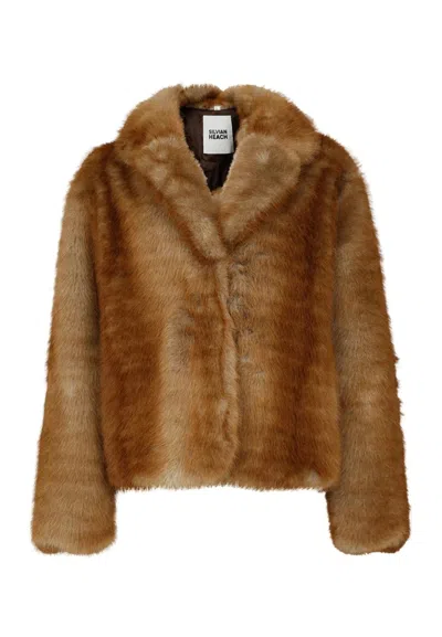Silvian Heach Fur Coat In Brown
