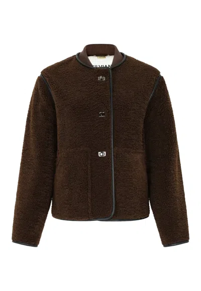 Silvian Heach Fur Coat In Burgundy