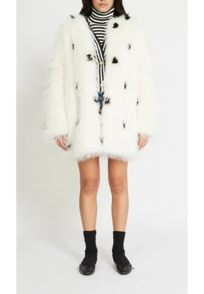 Silvian Heach Fur Coat In White