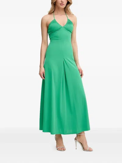 Silvian Heach Halter-neck Maxi Dress In Green