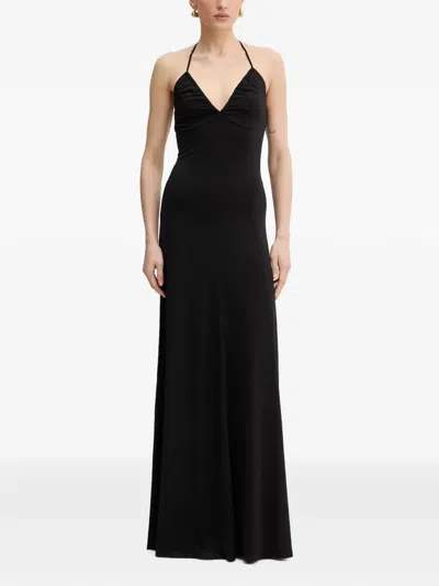 Silvian Heach Halterneck Ruched Maxi Dress In Black
