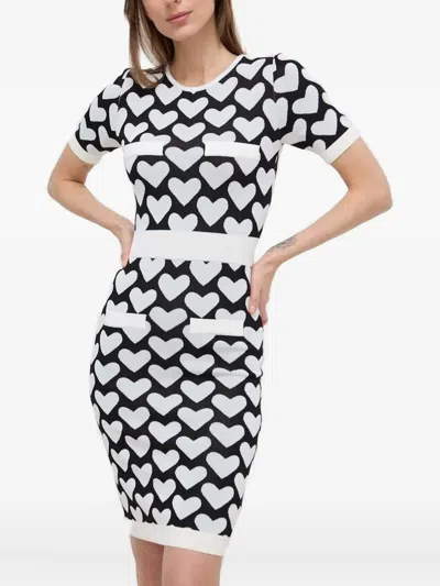 Silvian Heach Heart-print Short-sleeve Mini Dress In Black