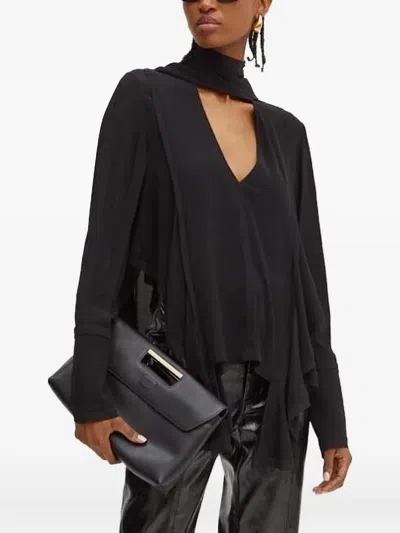 Silvian Heach High-neck Ruffled Top In Black
