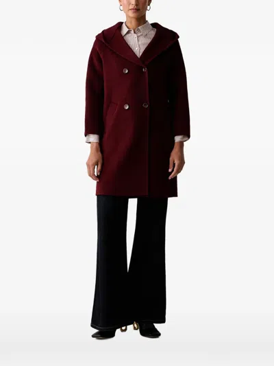 Silvian Heach Hooded Double-breasted Coat In Burgundy