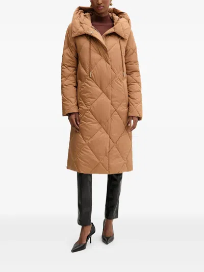 Silvian Heach Hooded Quilted Coat In Brown