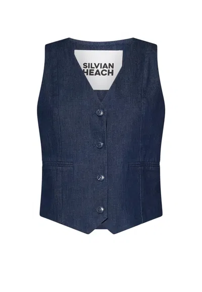 Silvian Heach Kalane Vests In Denim Scuro