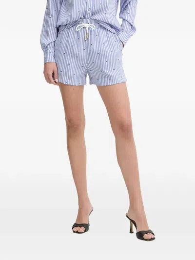 Silvian Heach Kamis Stripe-print Drawstring Shorts In Blue