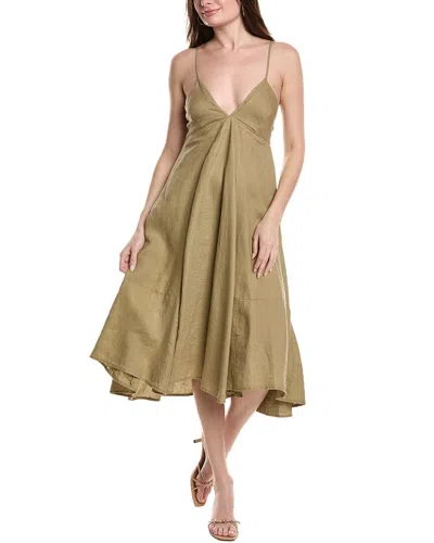 Silvian Heach Karan Linen Midi Dress In Brown