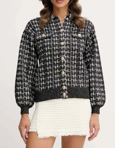 Silvian Heach Knit Bomber Jacket In Black In Blue