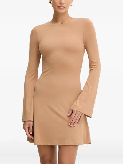 Silvian Heach Long-sleeve Mini Dress In Brown