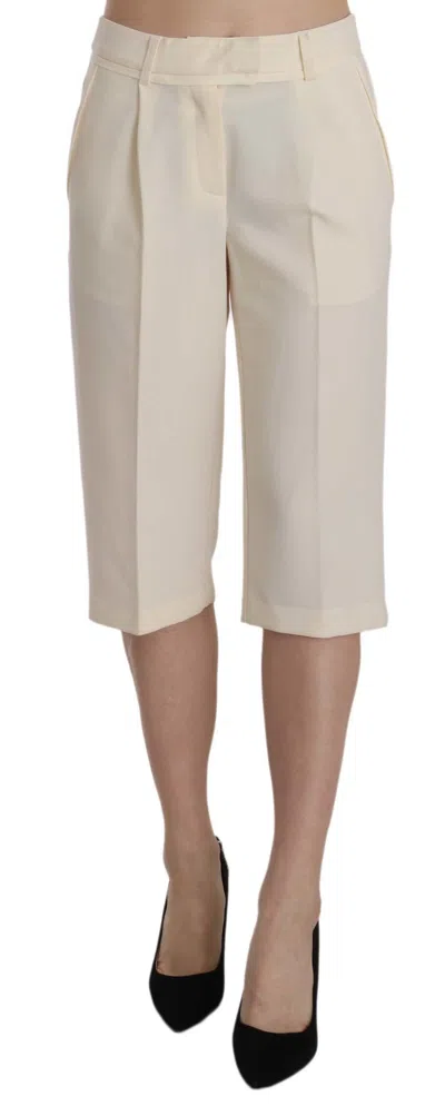 Silvian Heach Mid Waist Cotton Straight Cropped Women's Pants In Green