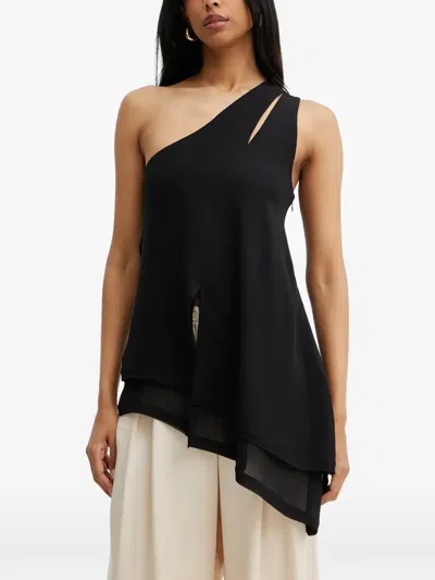 Silvian Heach One-shoulder Cutout Top In Black