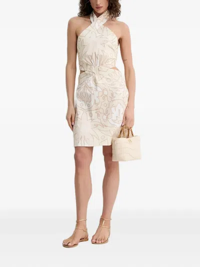 Silvian Heach Ouelle Halterneck Dress In Neutral