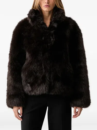 Silvian Heach Oversized Faux-fur Jacket In Brown