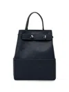 Silvian Heach Pebbled Leather Turn-lock Backpack In Blue