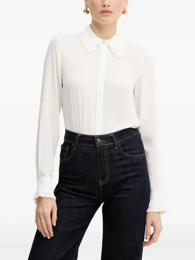 Silvian Heach Pleated-collar Shirt In White