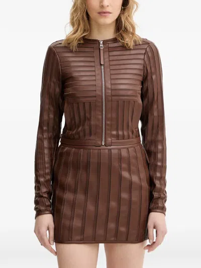 Silvian Heach Pleated Collarless Jacket In Brown
