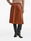 Silvian Heach Pleated Drawstring Midi Skirt In Brown