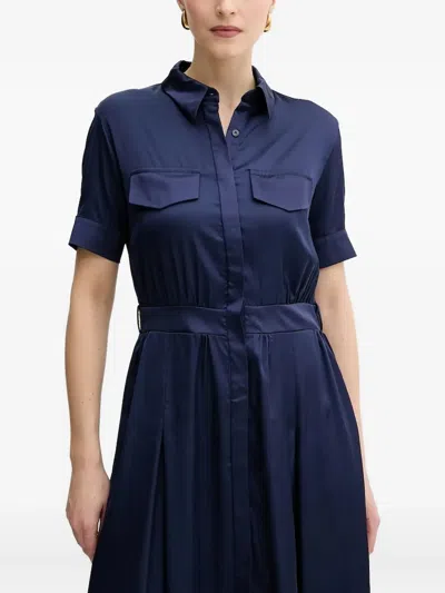Silvian Heach Pleated Pocket Shirt Dress In Blue