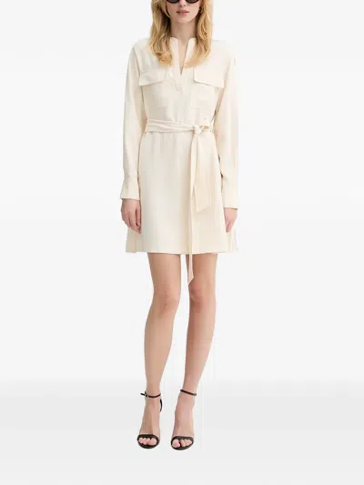 Silvian Heach Pockets Belted Mini Dress In White