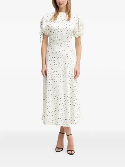 Silvian Heach Polka-dot Puff-sleeve Dress In White