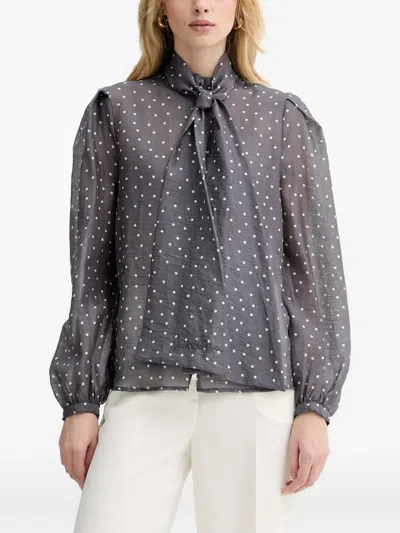Silvian Heach Polka-dot Pussy-bow Blouse In Black