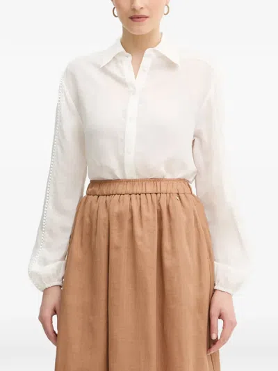 Silvian Heach Pompom Collared Shirt In Brown