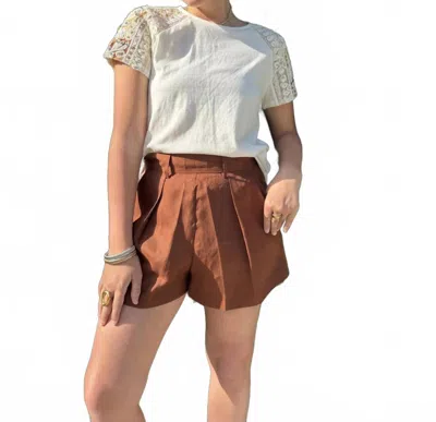 Silvian Heach Posane Pleated Shorts In Brown