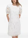 Silvian Heach Puff-sleeve Lace Mini-dress In White