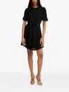 Silvian Heach Puff-sleeve Tie-front Dress In Black