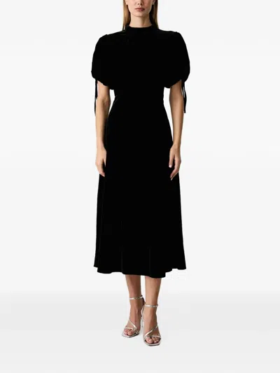 Silvian Heach Puff-sleeve Midi Dress In Black