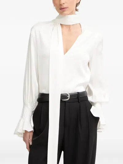 Silvian Heach Pussy-bow Ruffled Blouse In White