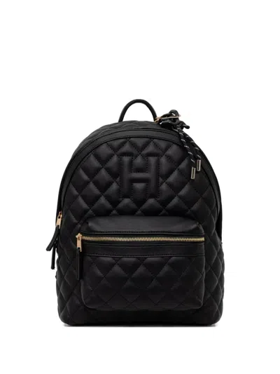 Silvian Heach Quilted Logo-embossed Backpack In Black