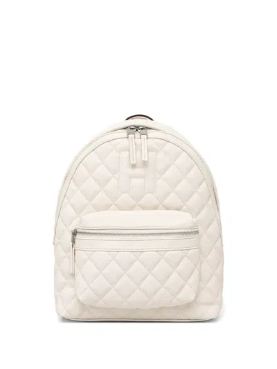 Silvian Heach Quilted Logo-embossed Backpack In White