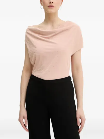 Silvian Heach Raman Rhinestone-embellished Cowl-neck Top In Pink