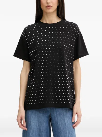 Silvian Heach Rhinestone-embellished T-shirt In Black