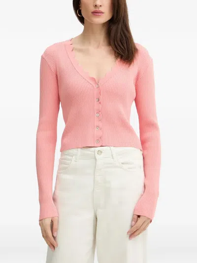 Silvian Heach Ribbed Cardigan In Pink