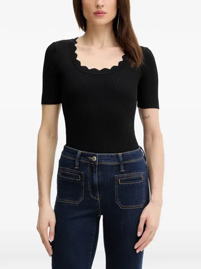 Silvian Heach T-shirt Aus Geripptem Strick In Black